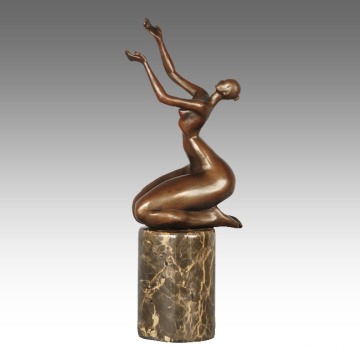 Abstract Figure Statue Kneeling Decoration Bronze Sculpture TPE-806